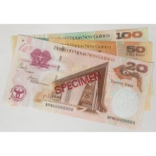 PAPUA NEW GUINEA 2008 . TWENTY 20 - ONE HUNDRED 100 KINA BANKNOTES . SPECIMEN